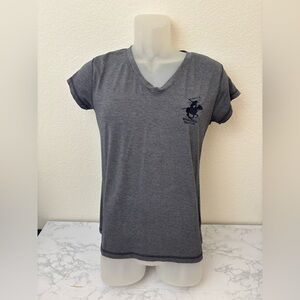 Beverly Hills Polo Club V-Neck T-Shirt Gray Short Sleeve Cotton Blend Sz M​